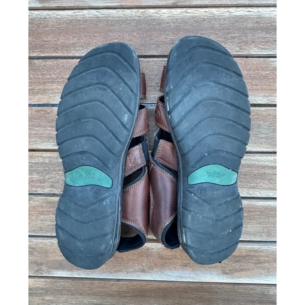 Thom McAn Mens Brown Leather Fisherman Sandals 12 Hook Loop  display picture 2